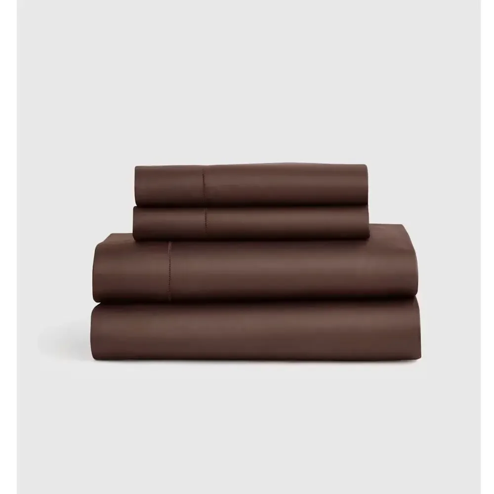 Quince Signature Giza Cotton Sateen Sheet Set KING in Espresso